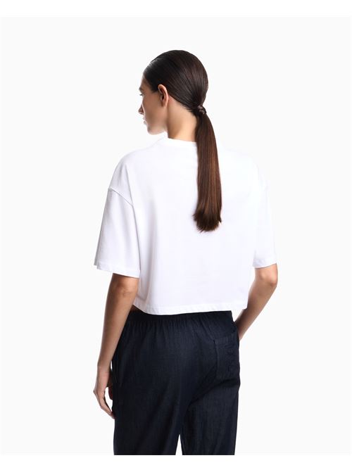 T-shirt cropped in jersey con stampa aquila ASV Emporio Armani | EW004388 AF12597.U0002